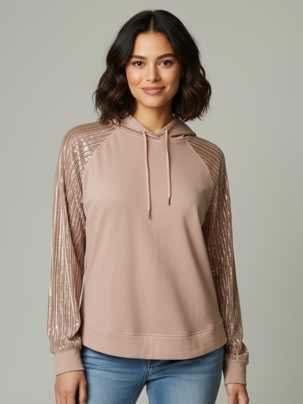 CALIA Effortless Velvet Hoodie Blush Pink medium M